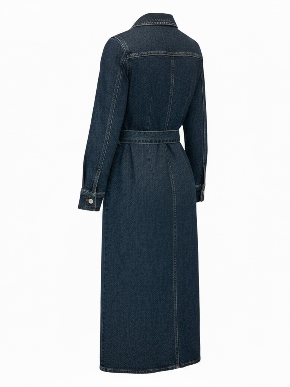 Zara Classic Denim Shirt Dress in Dark Blue - Women's Long Sleeve - Picture 3 of 3